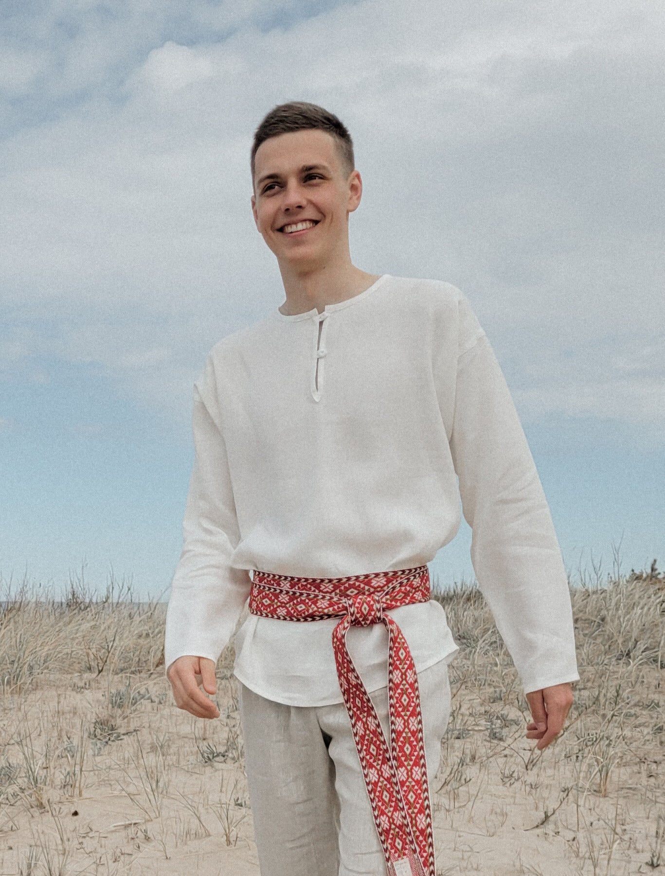 Vīriešu krekls lina balts S-M-L-XXL