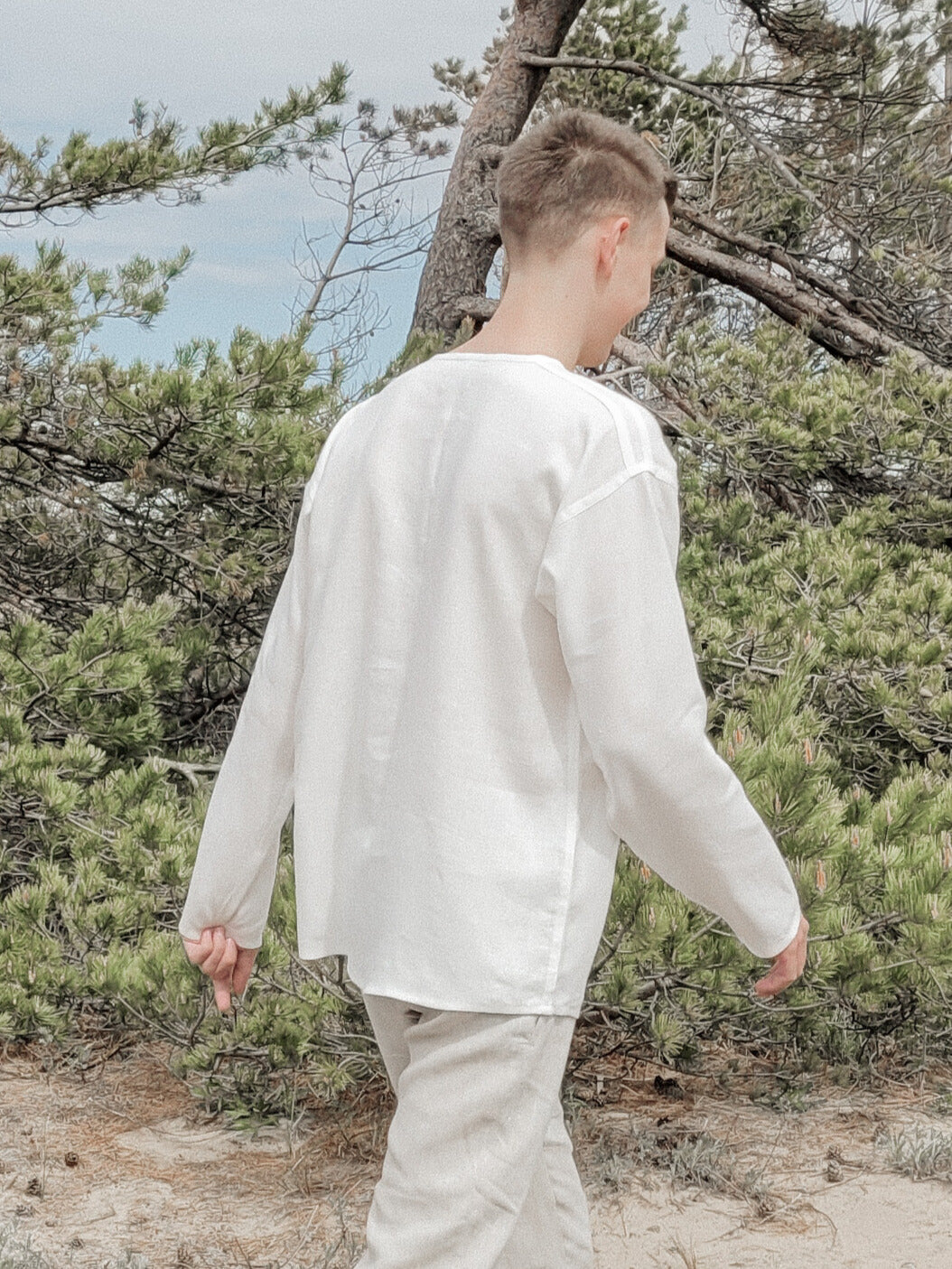 Vīriešu krekls lina balts S-M-L-XXL