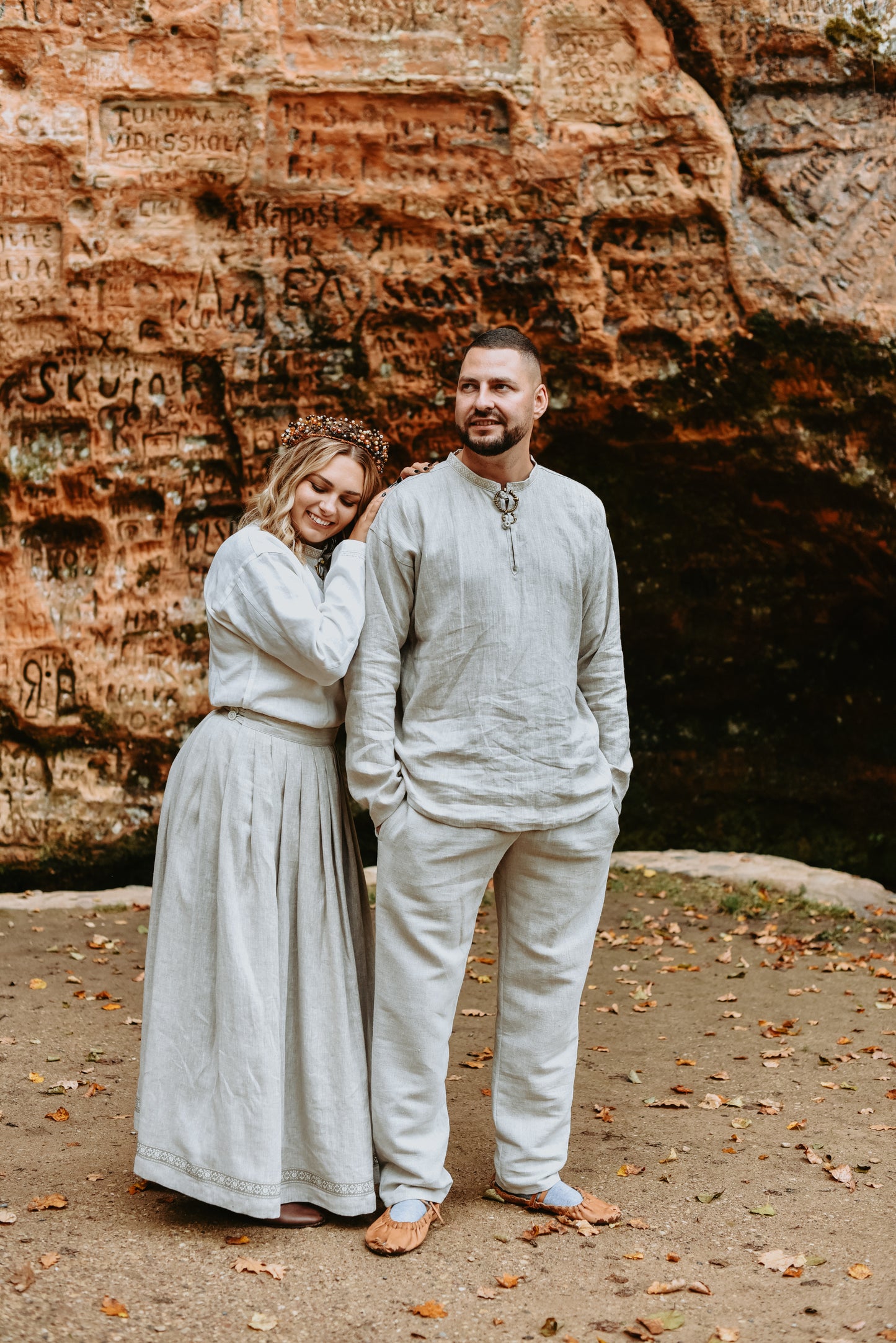 Vīriešu krekls lina pelēks ar rakstainu krādziņu M-L-XXL