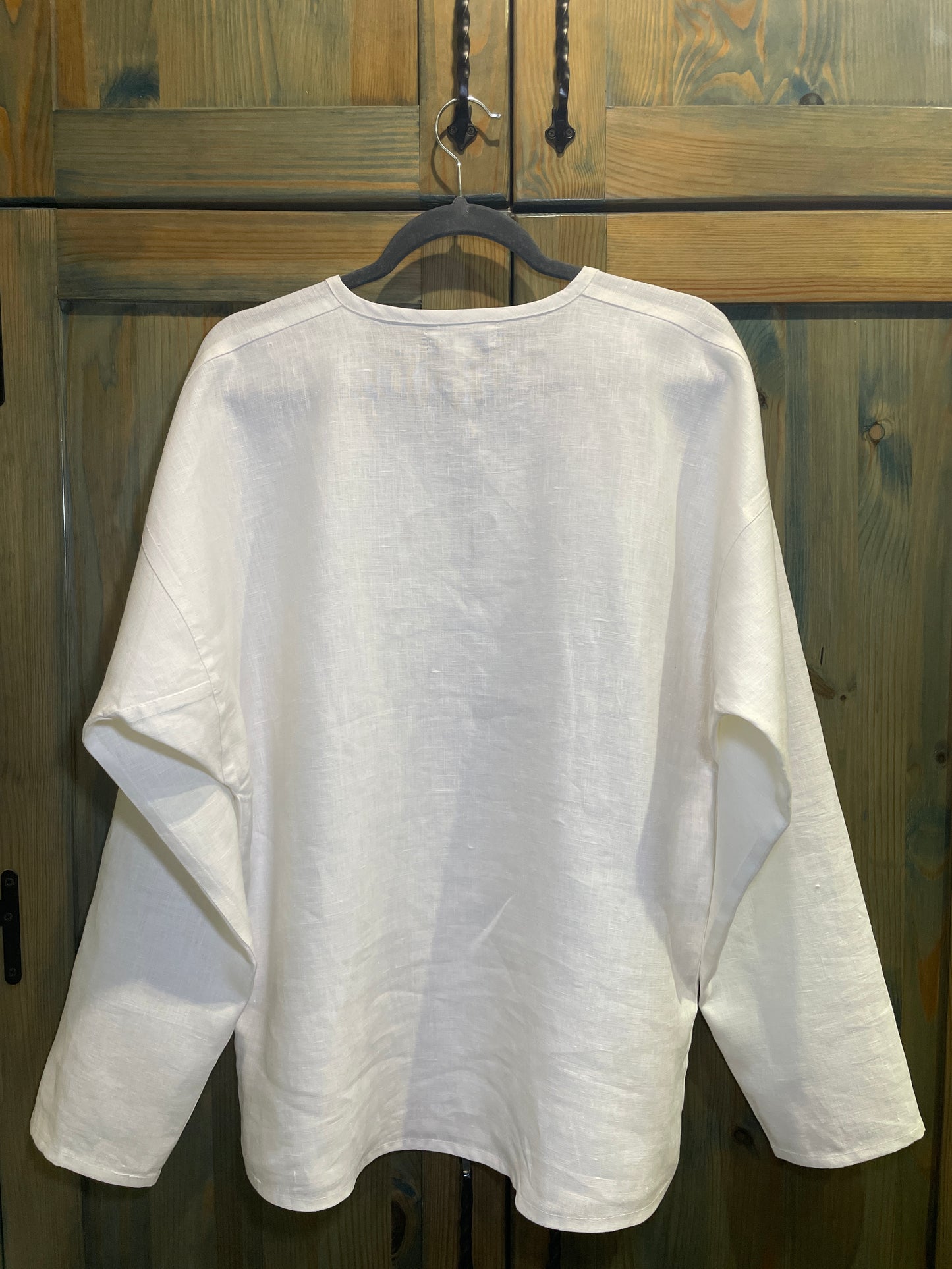 Vīriešu krekls lina balts ar lina auklu S-XL