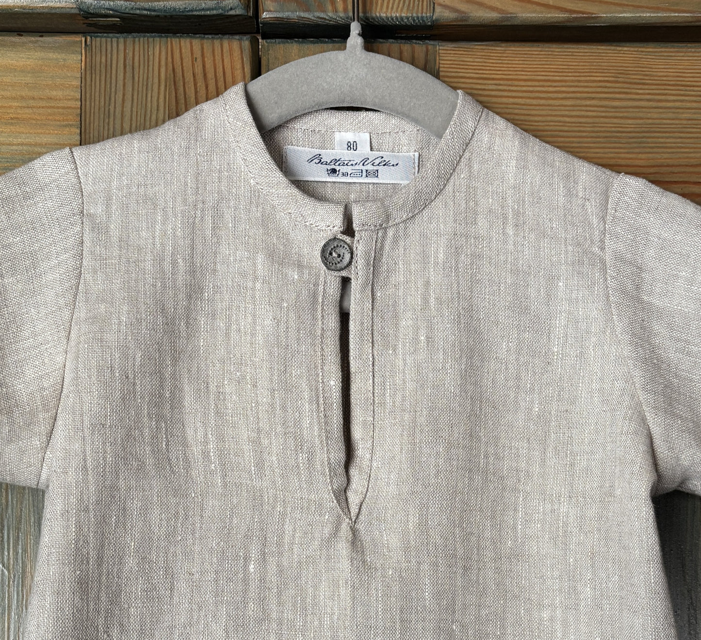 Zēnu lina krekls gaiši pelēks melanža 80 izm