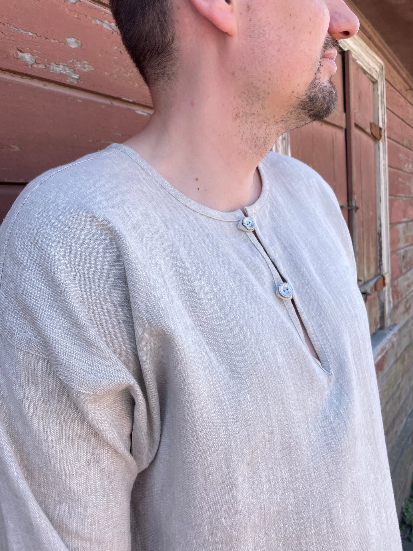 Vīriešu krekls lina pelēks melanža L-XXL-XXXL