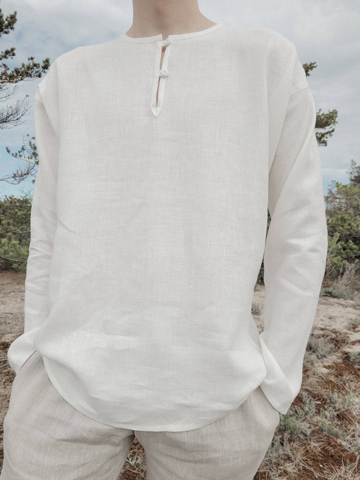 Vīriešu krekls lina balts S-M-L-XXL