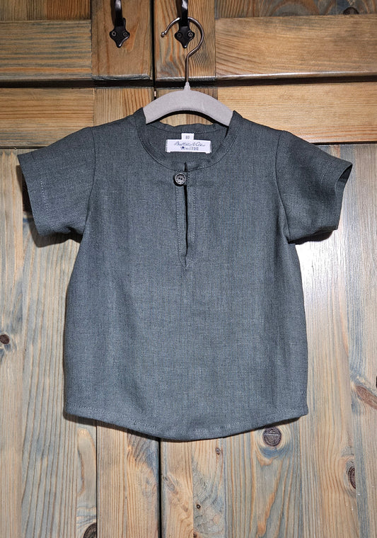 Zēnu lina krekls tumši zaļš 80 izm.