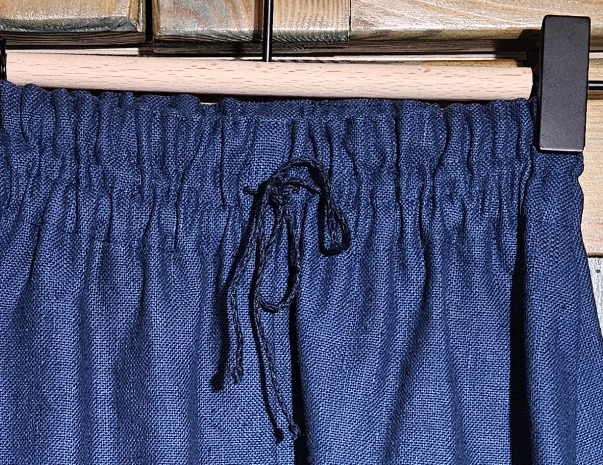 Zēnu lina bikses tumši zilas harēmtipa 80-98 izm