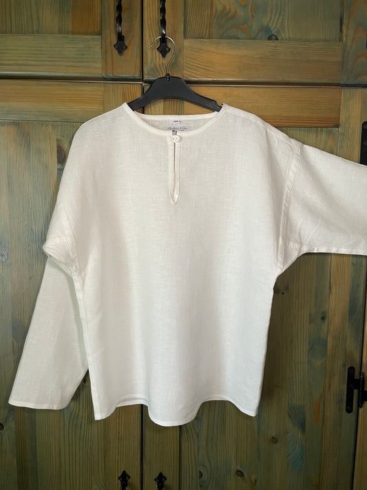 Zēnu lina krekls balts etnogrāfiska piegriezuma 122-164 izm