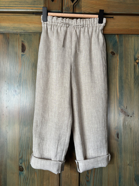 Zēnu lina bikses gaiši pelēkas melanža 92-116 izm
