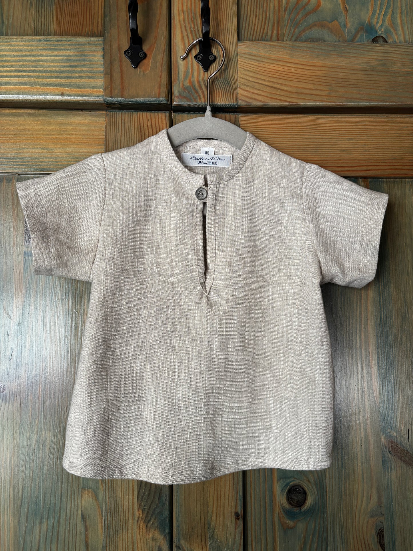 Zēnu lina krekls gaiši pelēks melanža 80 izm