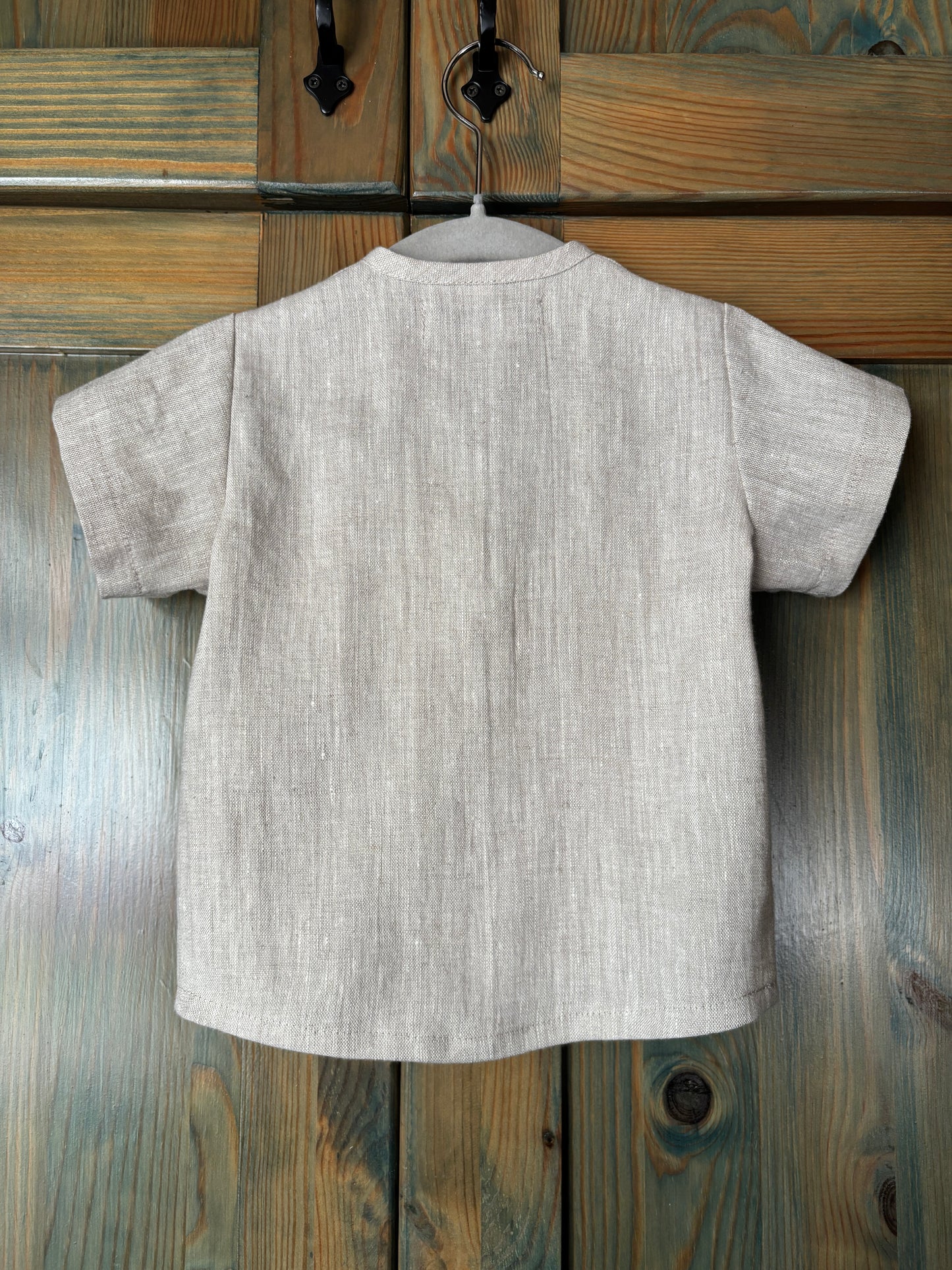 Zēnu lina krekls gaiši pelēks melanža 80 izm