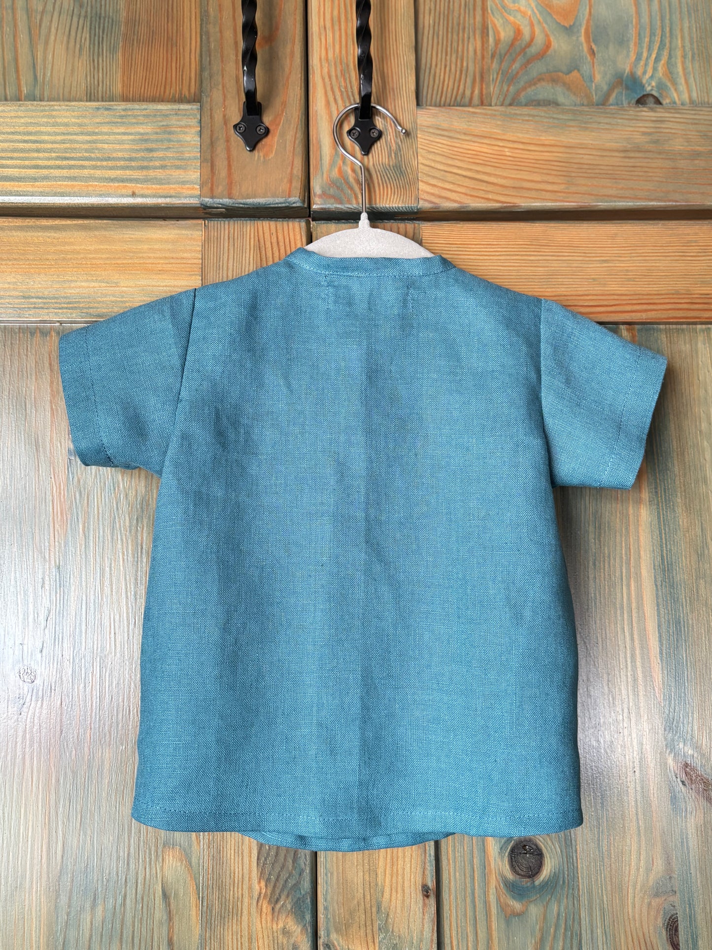 Zēnu lina krekls tumši zaļgani zils 80-92 izm