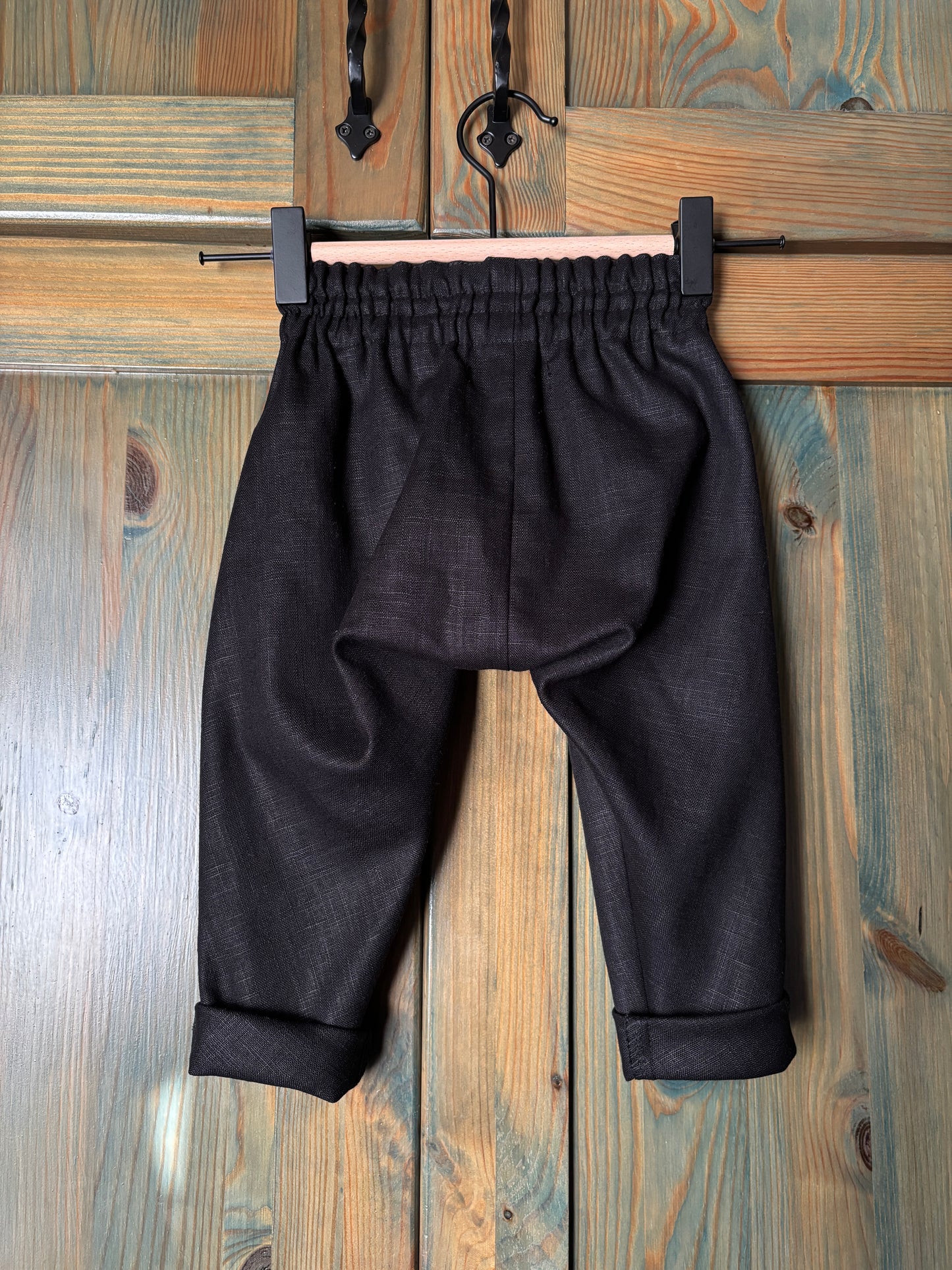 Zēnu lina bikses melnas harēmtipa 80 izm