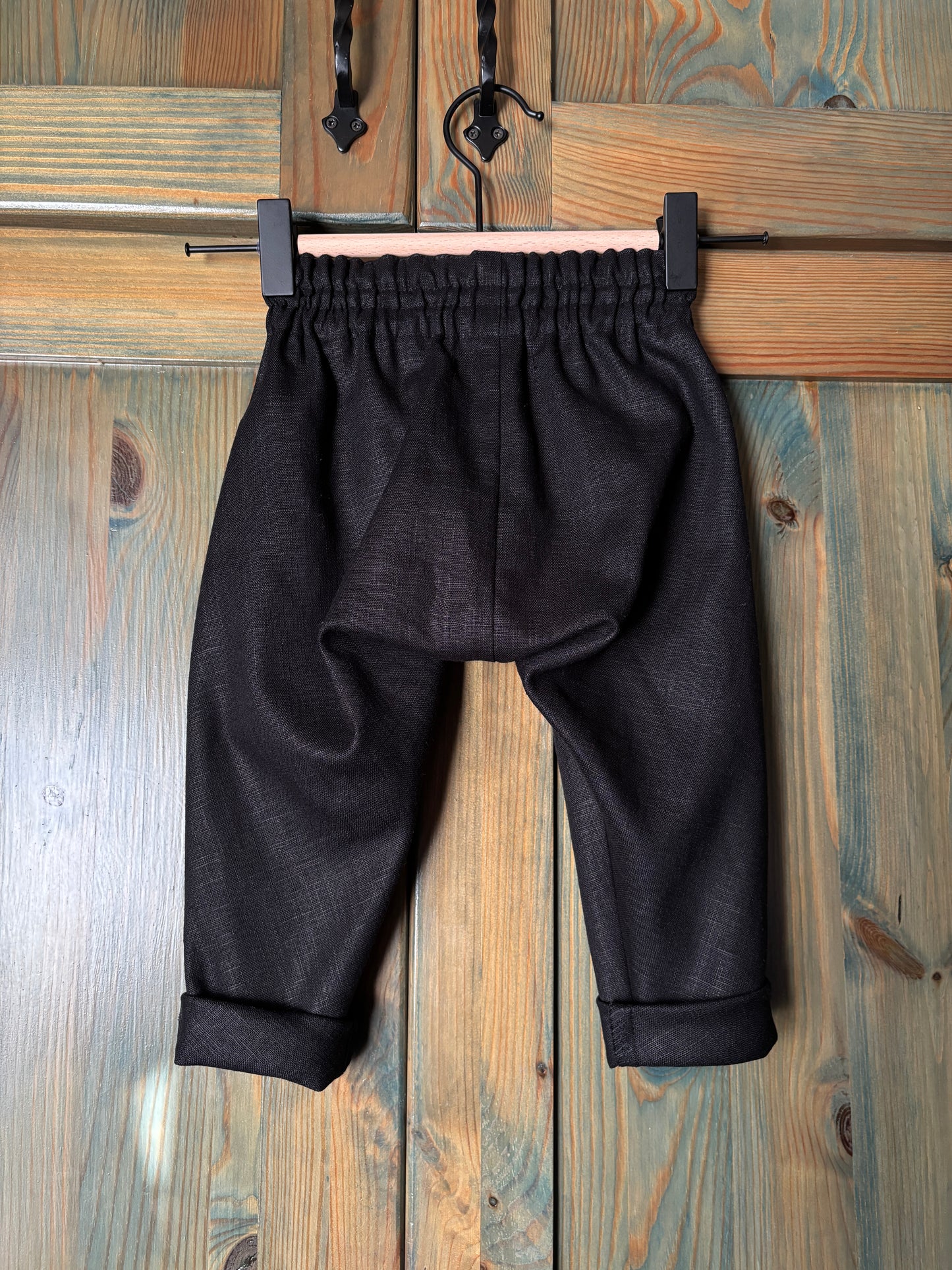 Zēnu lina bikses melnas harēmtipa 80 izm