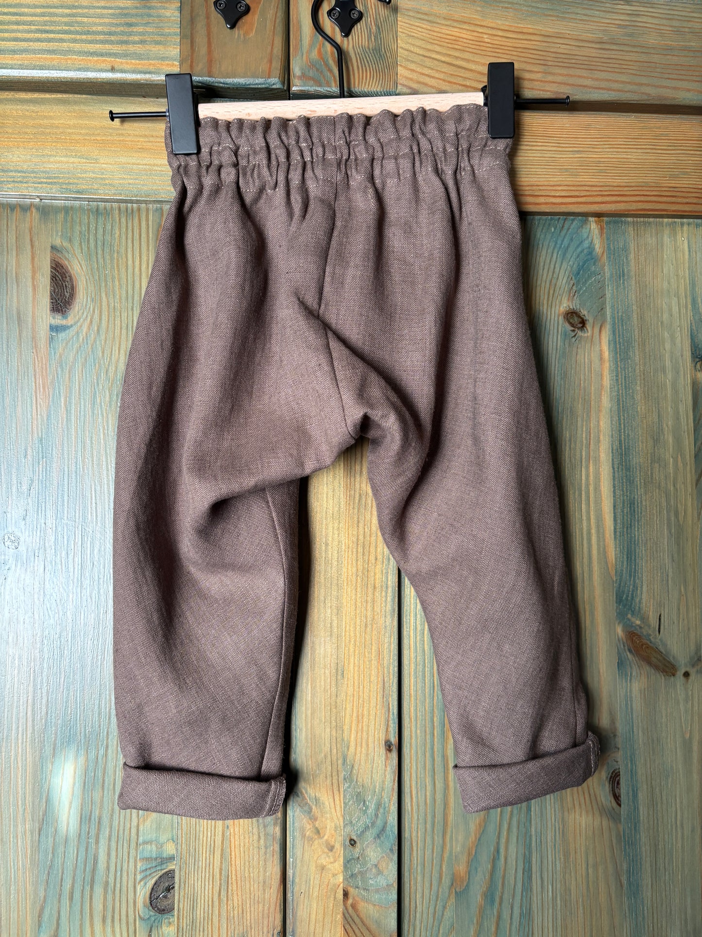 Zēnu lina bikses brūnas harēmtipa 86 izm