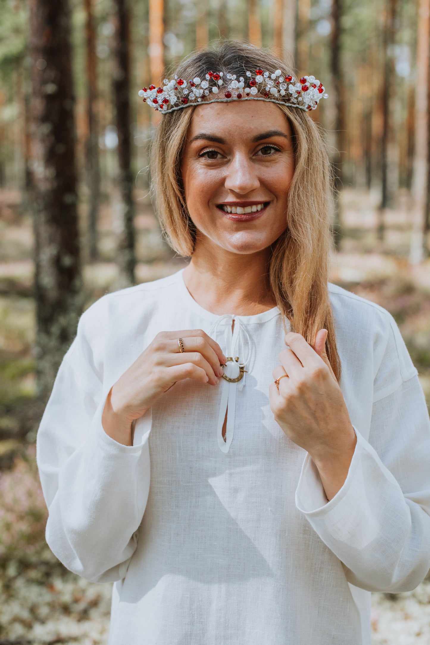 Sieviešu etnogrāfiskais krekls (kleita) lina balta 42-44 izm taisna ar garām rokām