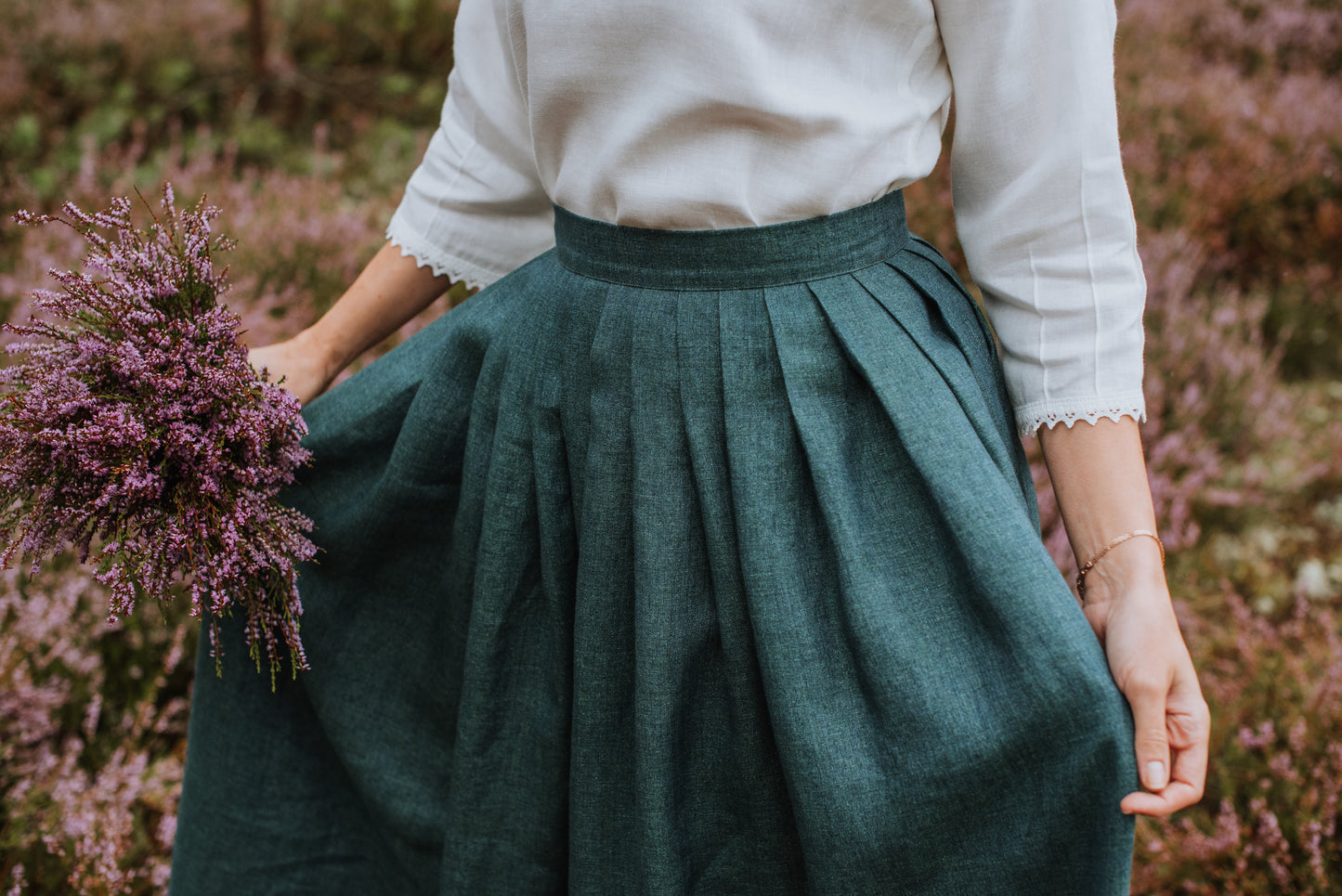 Sieviešu svārki zaļi zili melanža 40-44 izm