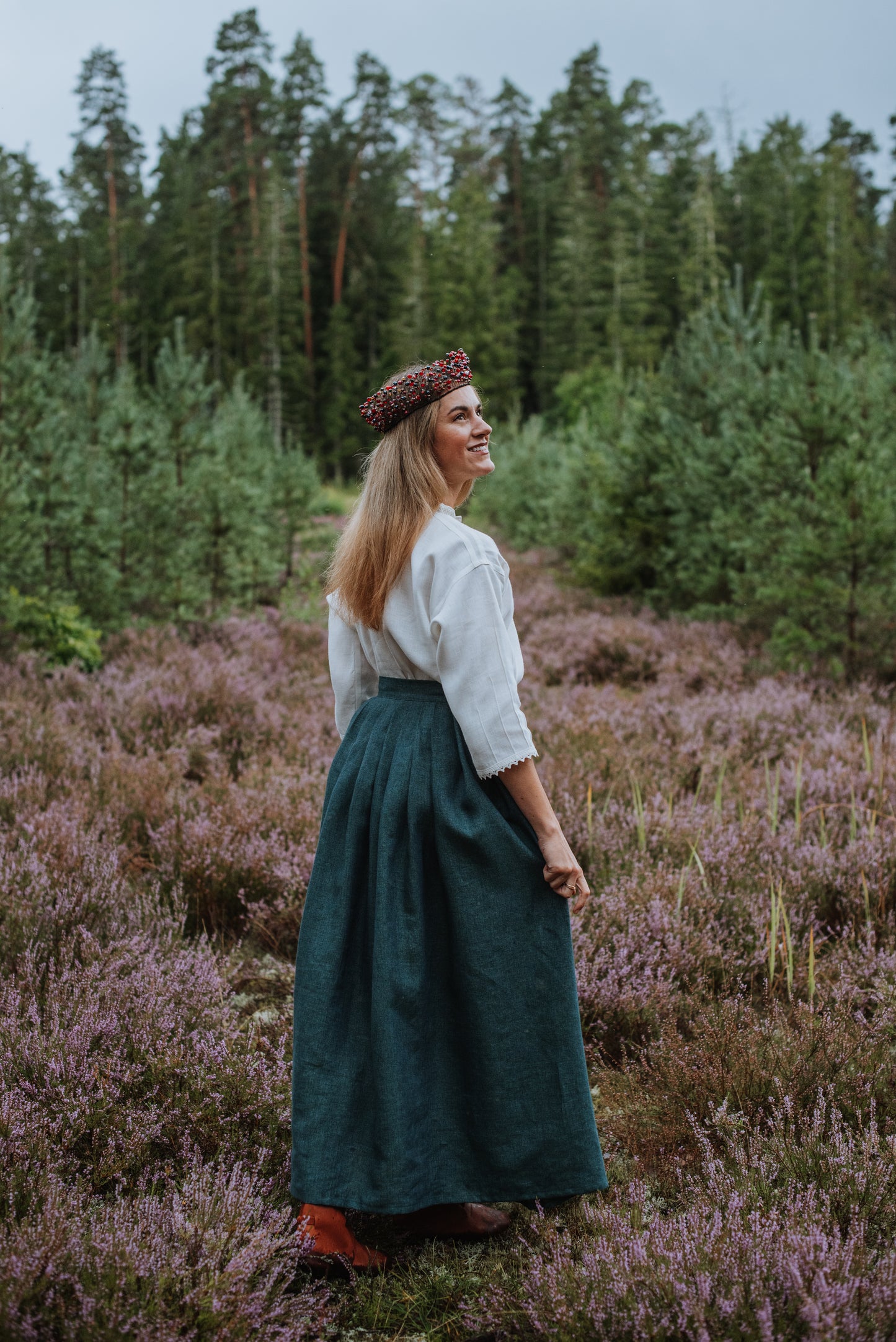 Sieviešu svārki zaļi zili melanža 40-44 izm