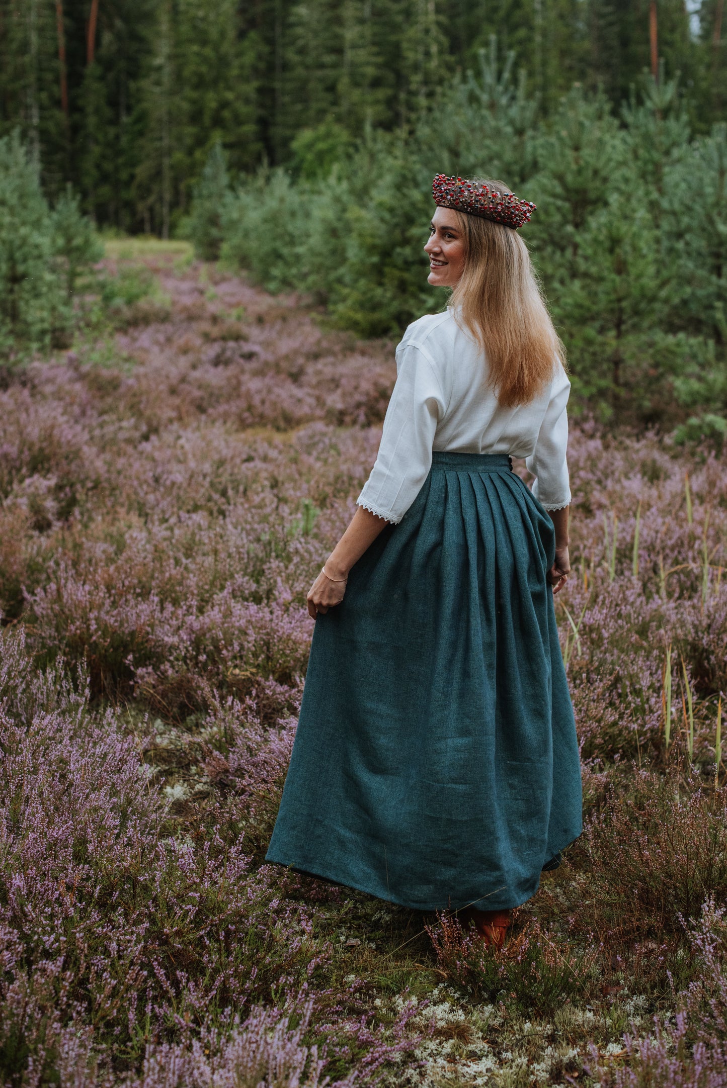 Sieviešu svārki zaļi zili melanža 40-44 izm