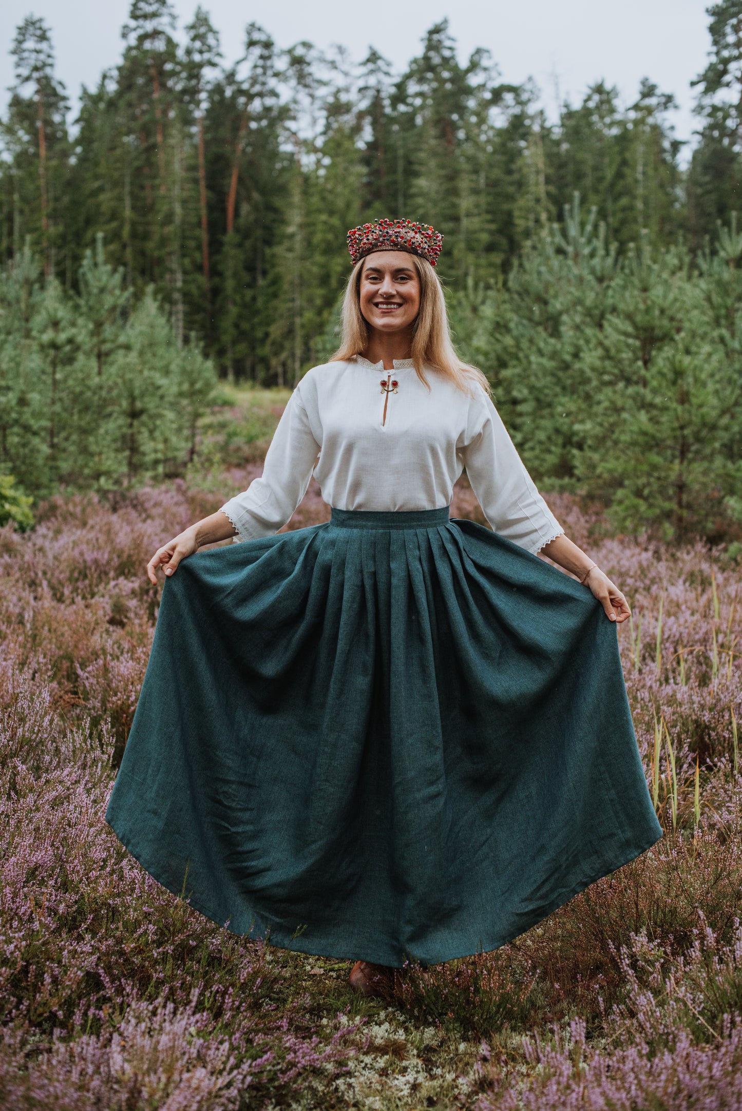 Sieviešu svārki zaļi zili melanža 40-44 izm